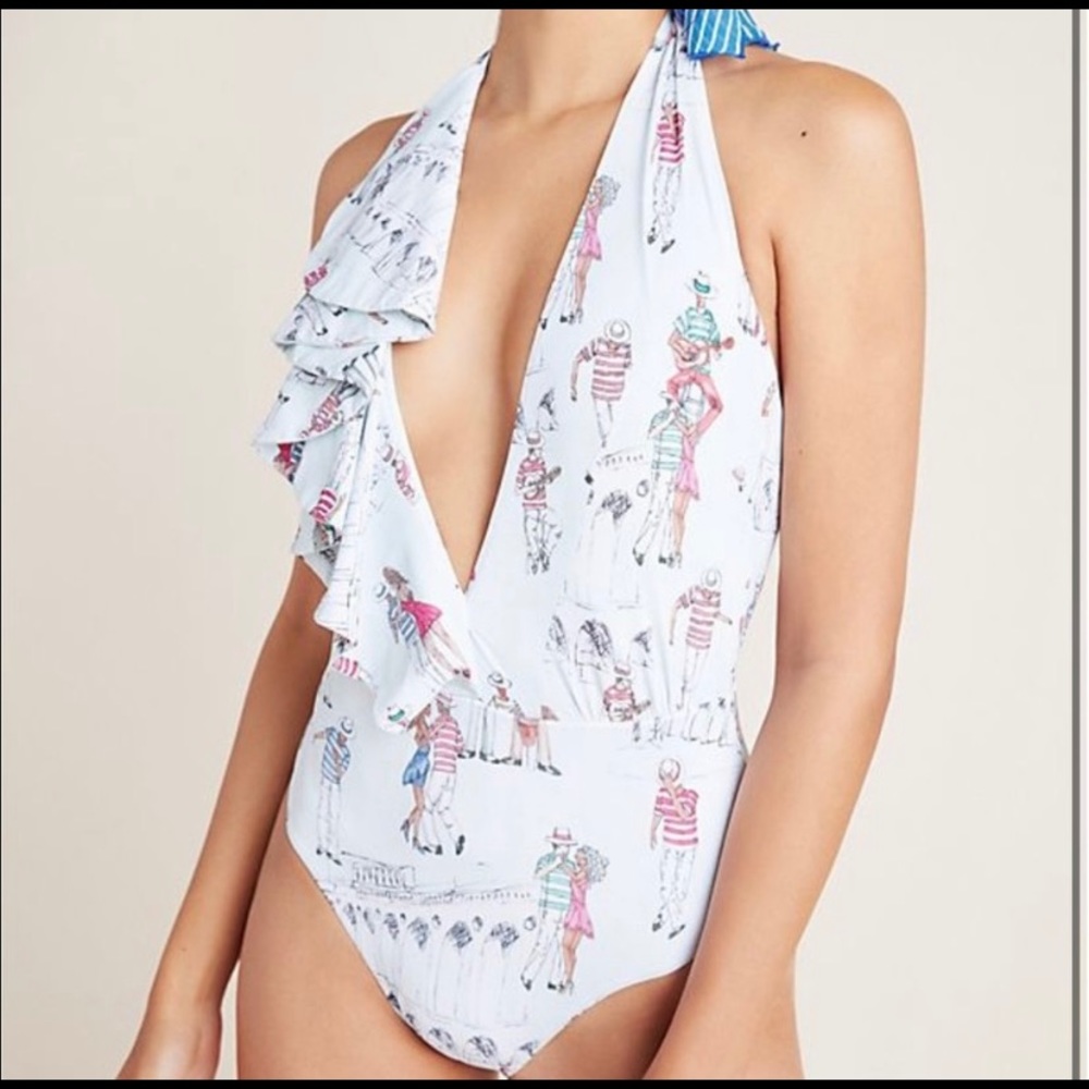 Anthropologie PatBO one piece swimsuit, size L